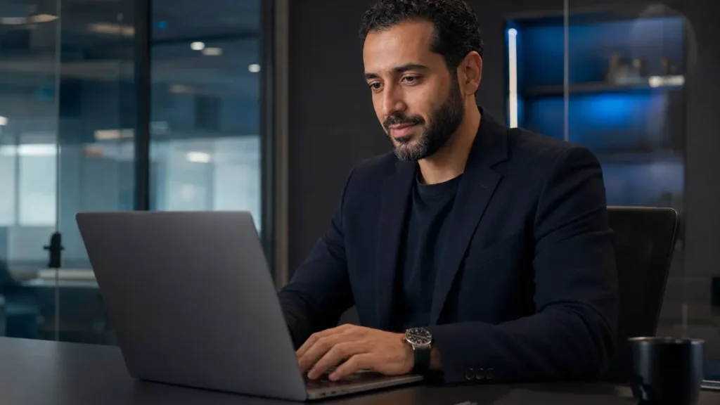 Business strategist reviewing organic search growth analytics